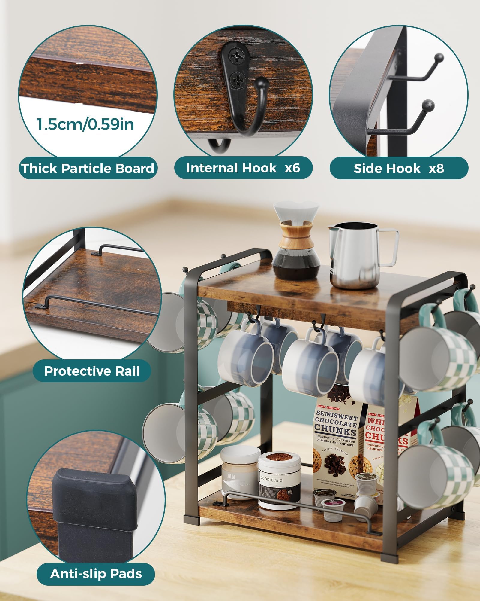 OROPY top shelf styled with syrups and pods showing convenient access