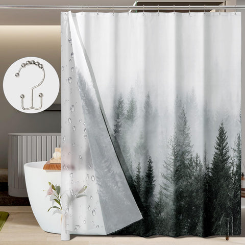 ORTIGIA front view misty forest curtain adds calm and style