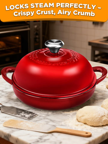 ORWIPO lid close-up showing tight seal and steam retention for better oven spring