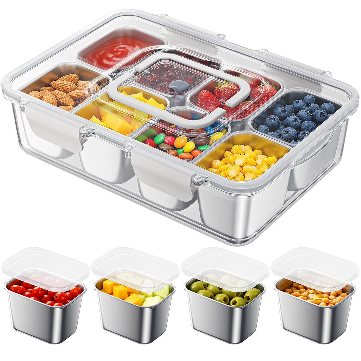 Osfel front view clear box showing organized compartments and portability benefit