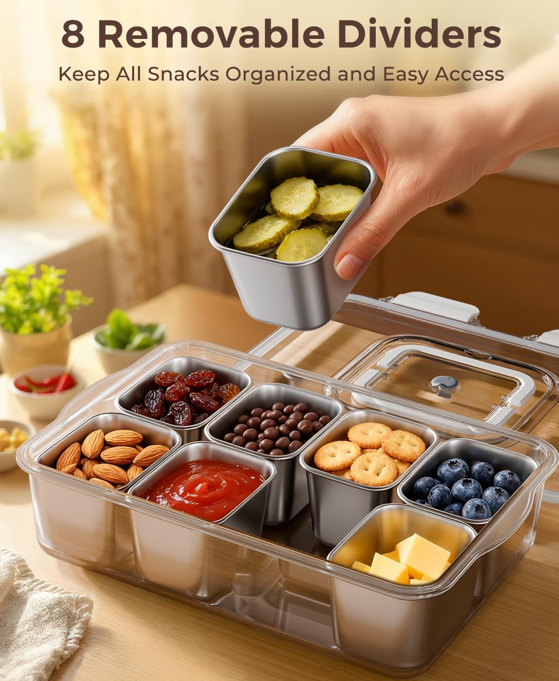 Osfel in-use picnic lifestyle with snacks organized and easy-to-serve benefit