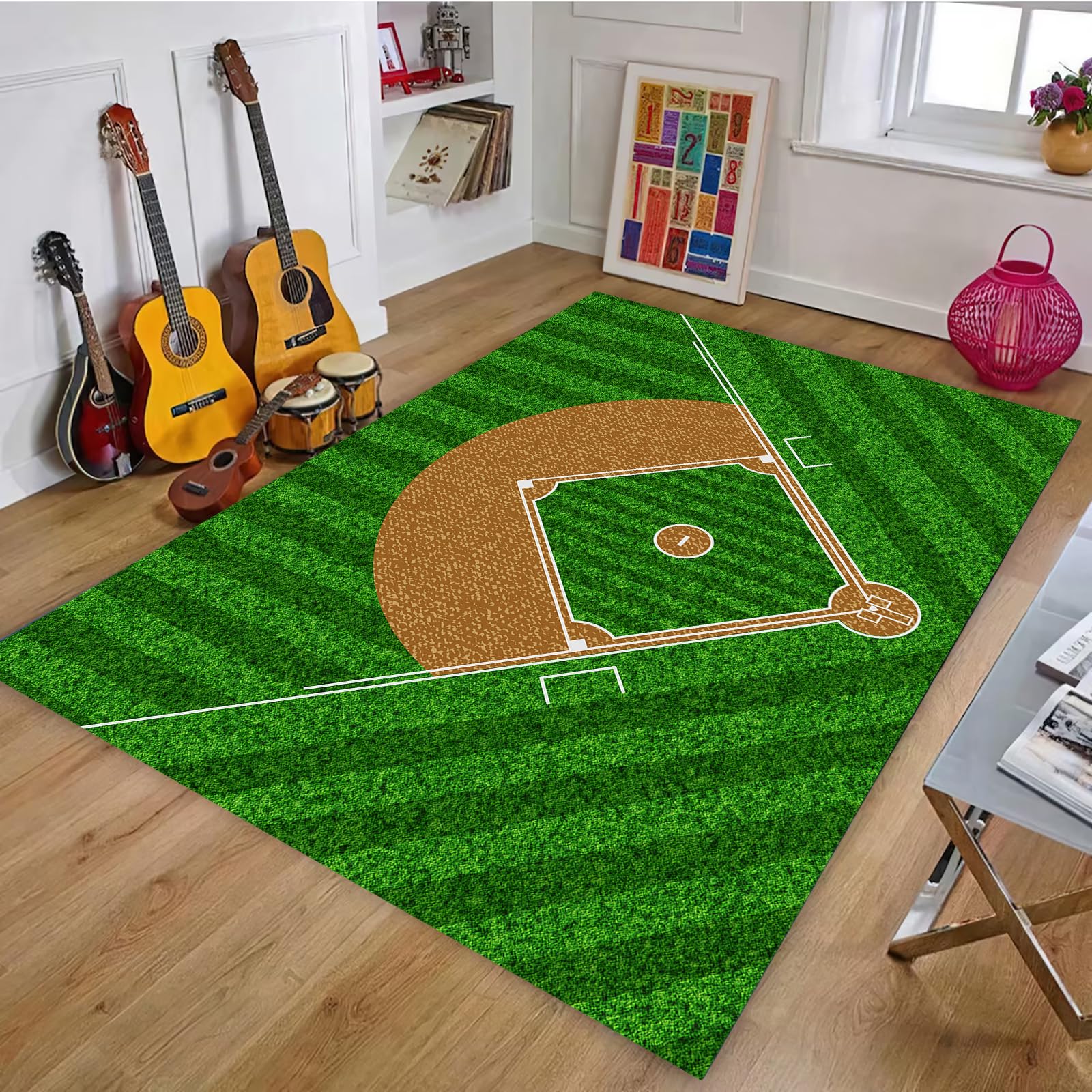 Osimiccp front view of baseball rug showing full design and sports appeal