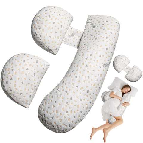 Oskeray front view of full-body maternity pillow showing ergonomic shape and support