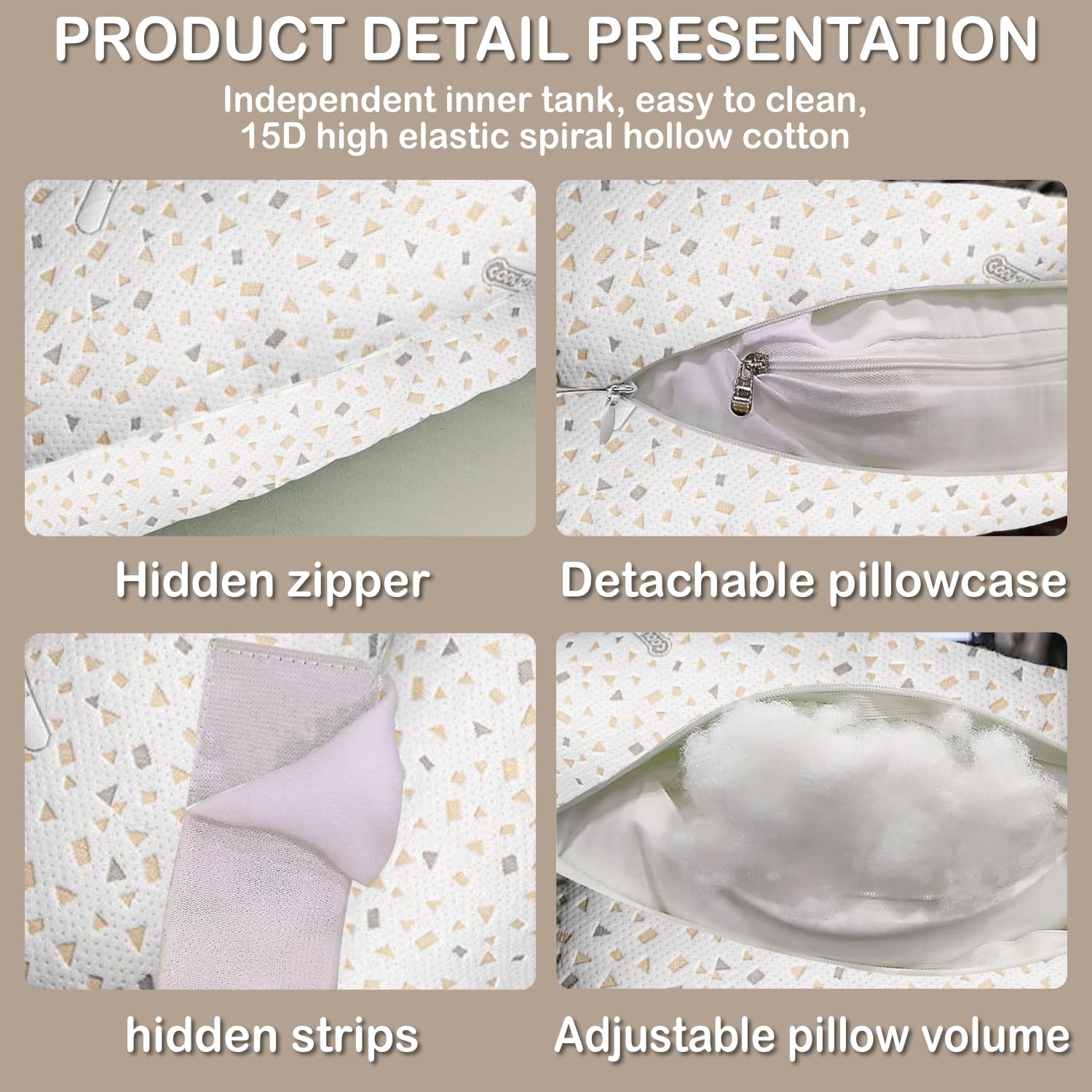Oskeray pillow beside bed for size comparison showing full-body coverage benefit
