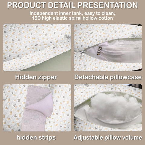 Oskeray pillow beside bed for size comparison showing full-body coverage benefit