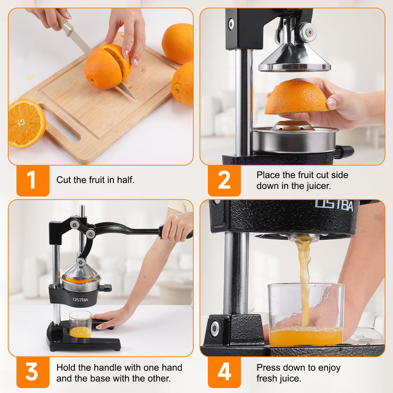 OSTBA juicer on kitchen counter illustrating everyday home use