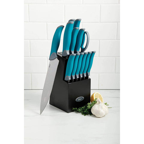 Oster knife slicing roast in kitchen demonstrating precise cutting performance