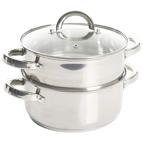 Oster Sangerfield front view showing compact stainless-steel pot and lid promoting versatile cooking