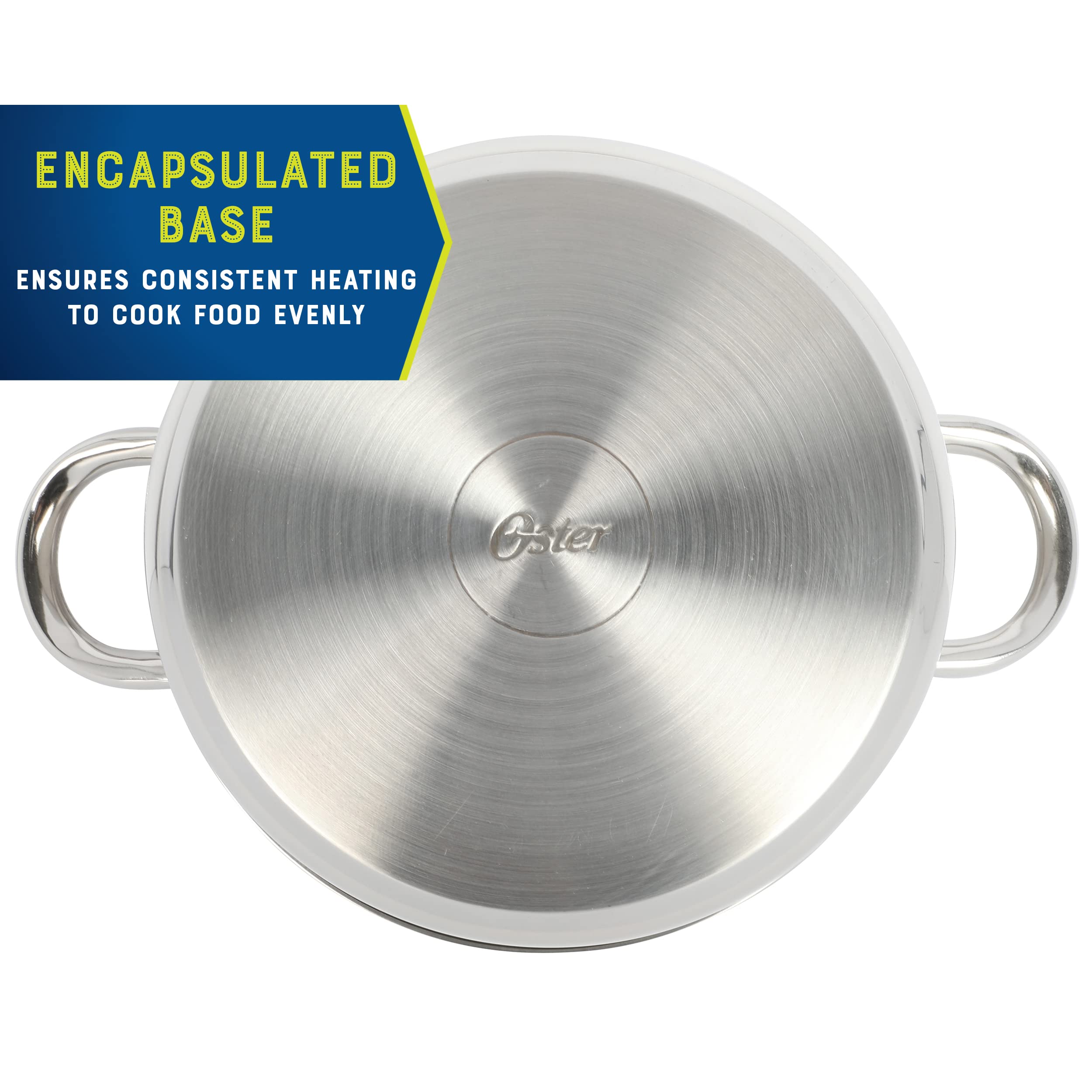Oster Sangerfield sauté pan in use simmering food showing consistent cooking benefit