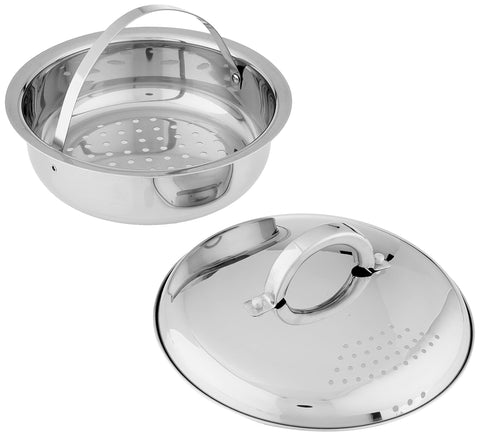 Oster Sangerfield tempered glass strainer lid close-up for safe draining