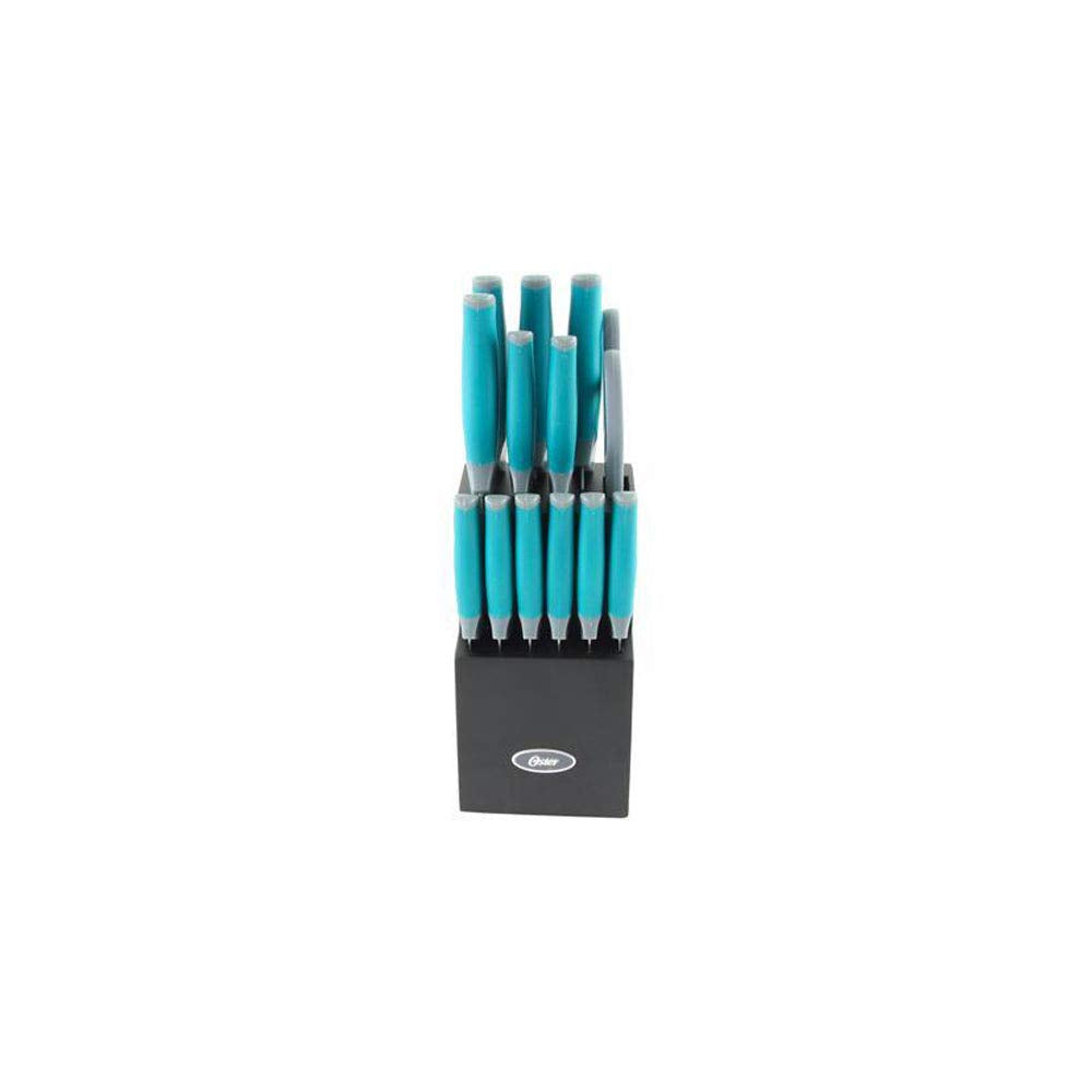 Oster teal-handle close-up highlighting ergonomic grip and comfort