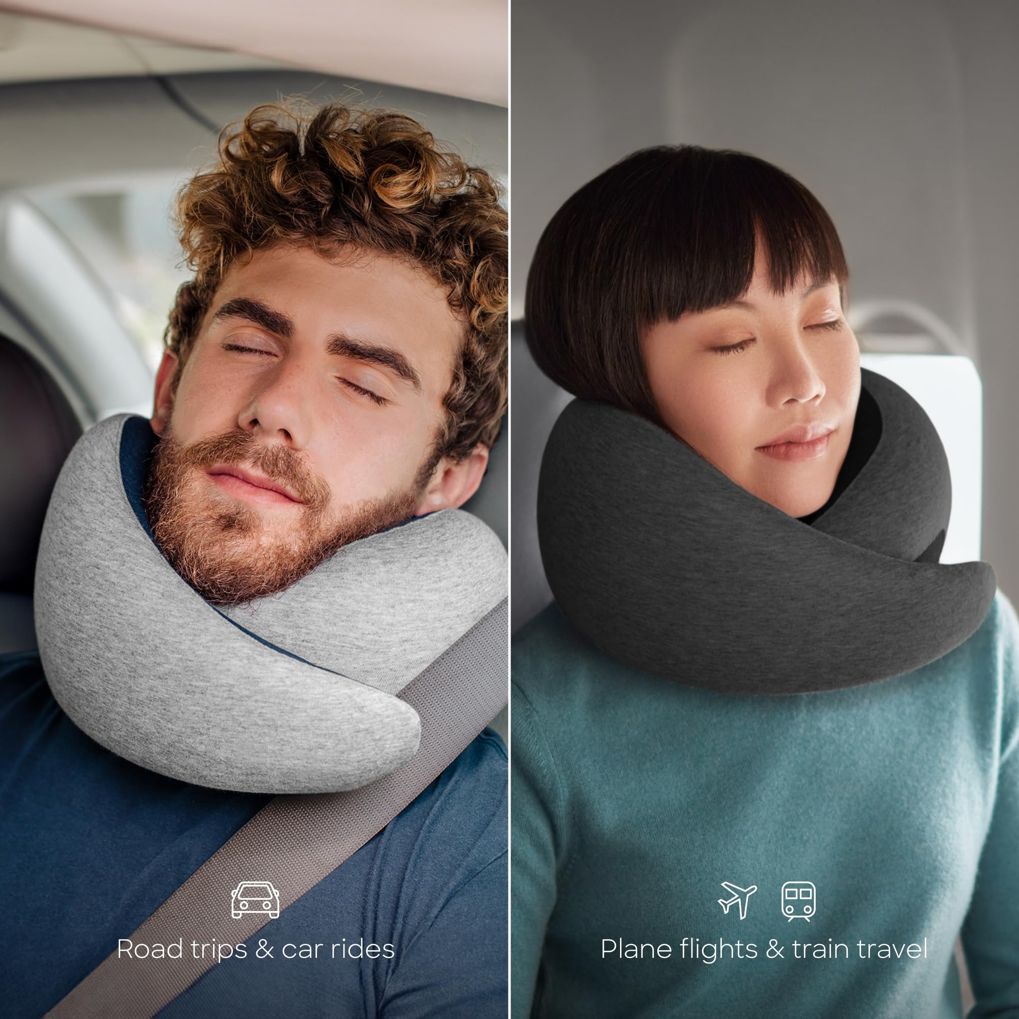 Ostrichpillow compressed in travel bag highlighting compact portability