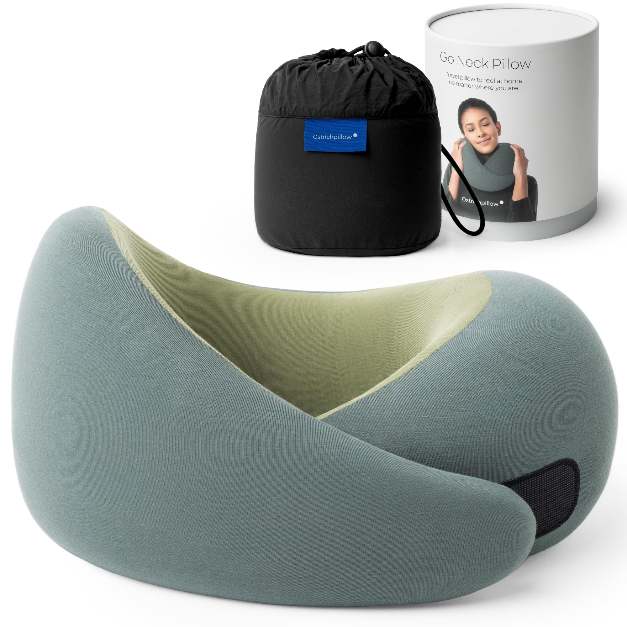 Ostrichpillow GO front view showing shape and 360° support benefit