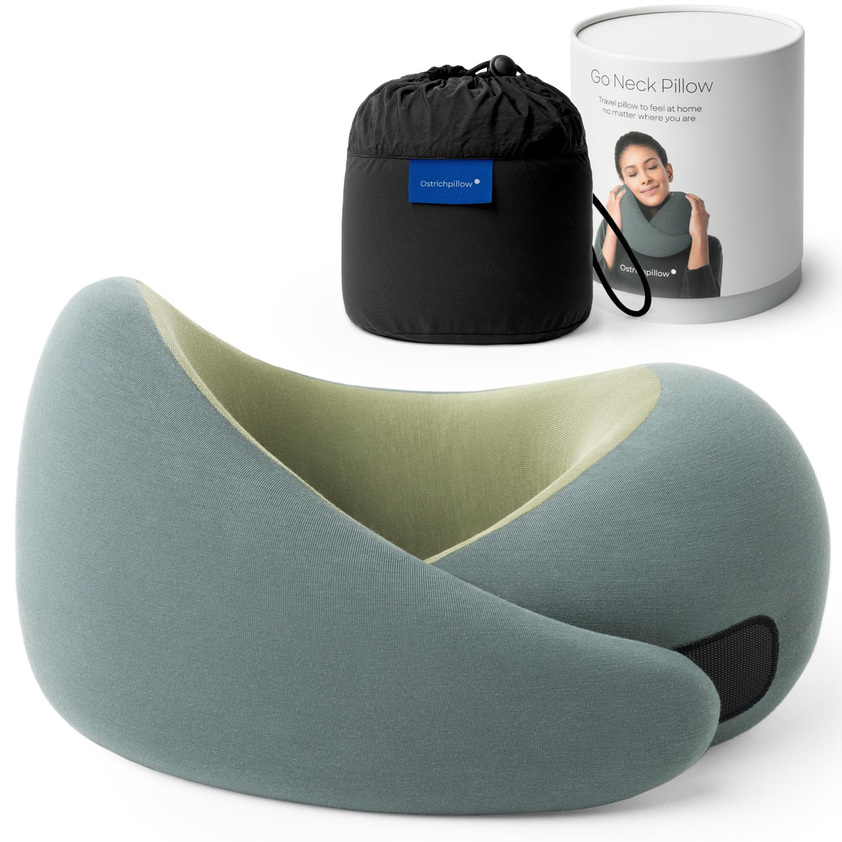 Ostrichpillow GO front view showing shape and 360° support benefit