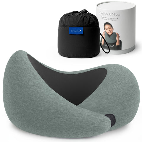 OstrichPillow GO front view showing full 360° support and compact shape