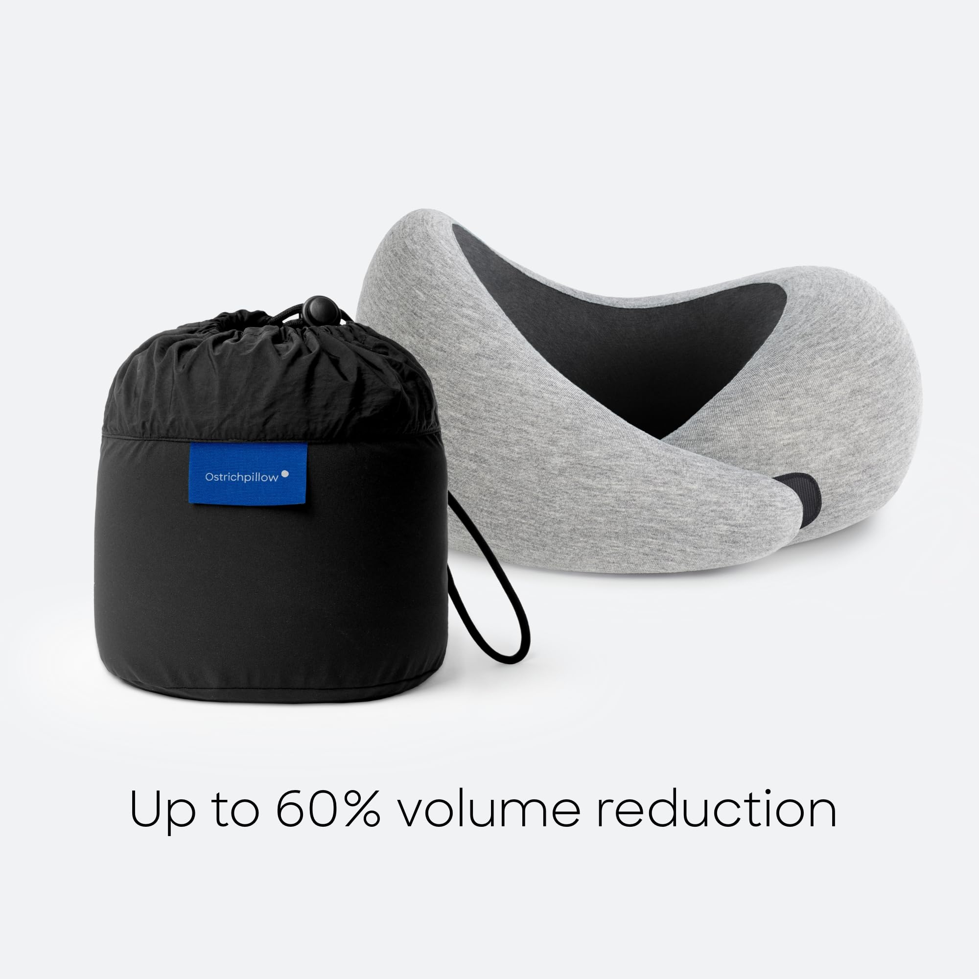 Ostrich Pillow worn on airplane seat demonstrating stabilized head support