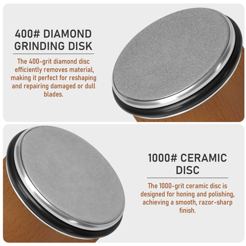 Osyouk close-up 400-grit diamond disc highlighting fast metal removal benefit
