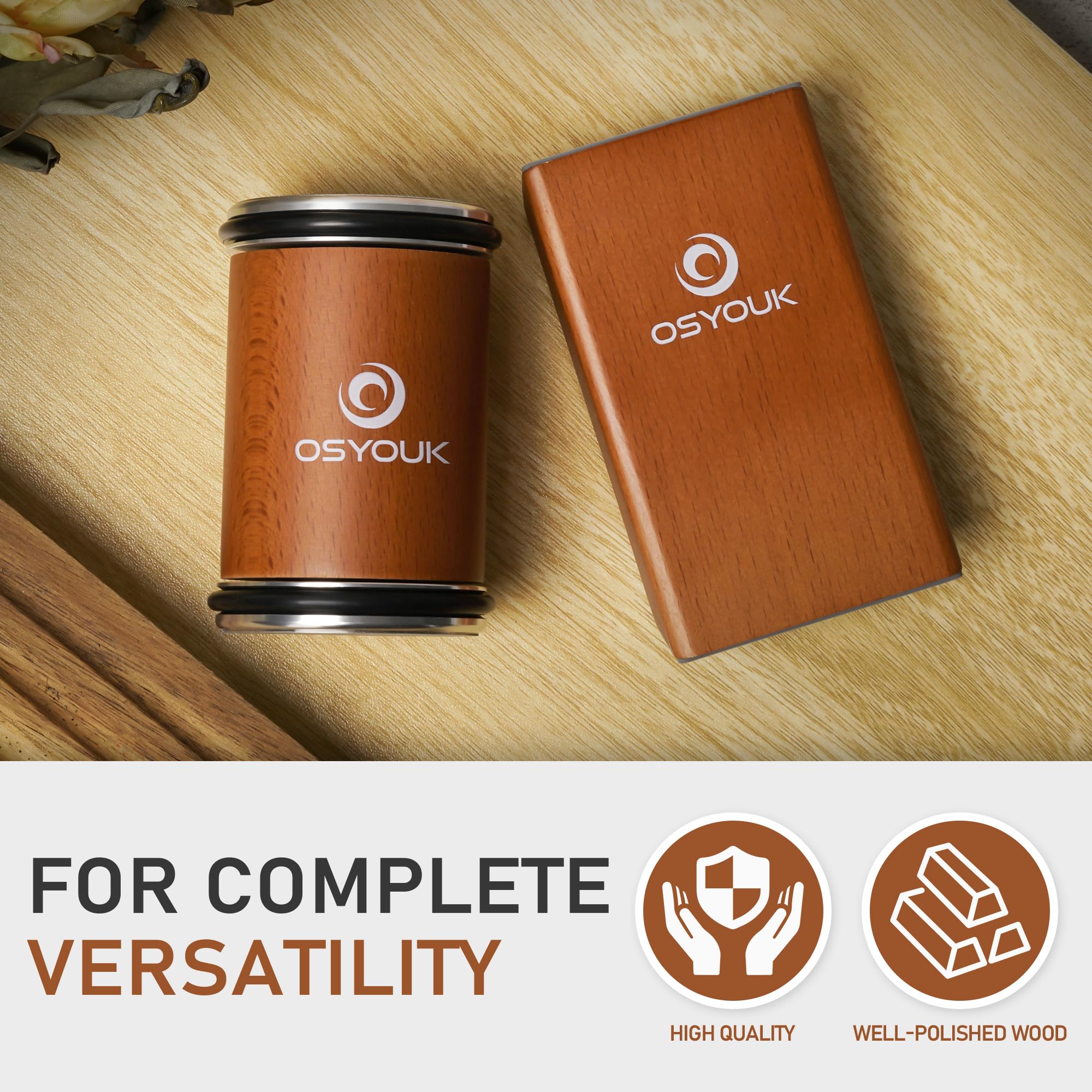 Osyouk size comparison beside knife and spoon showing compact portability benefit