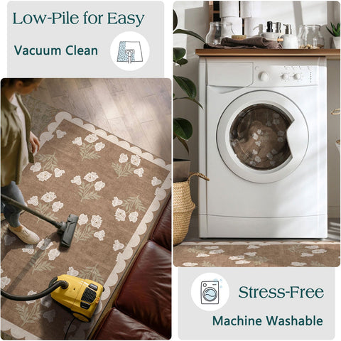 Othilic rug in washing machine safe-clean demonstration for convenient care