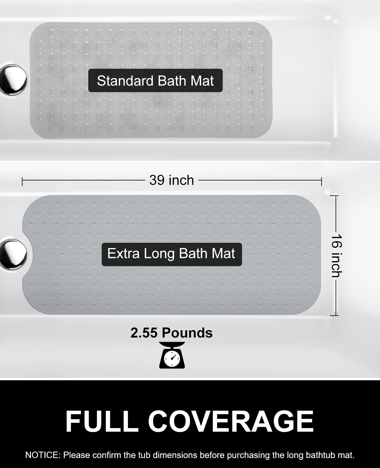 OTHWAY scaled with a ruler to show 39x16 inch coverage and fit reassurance