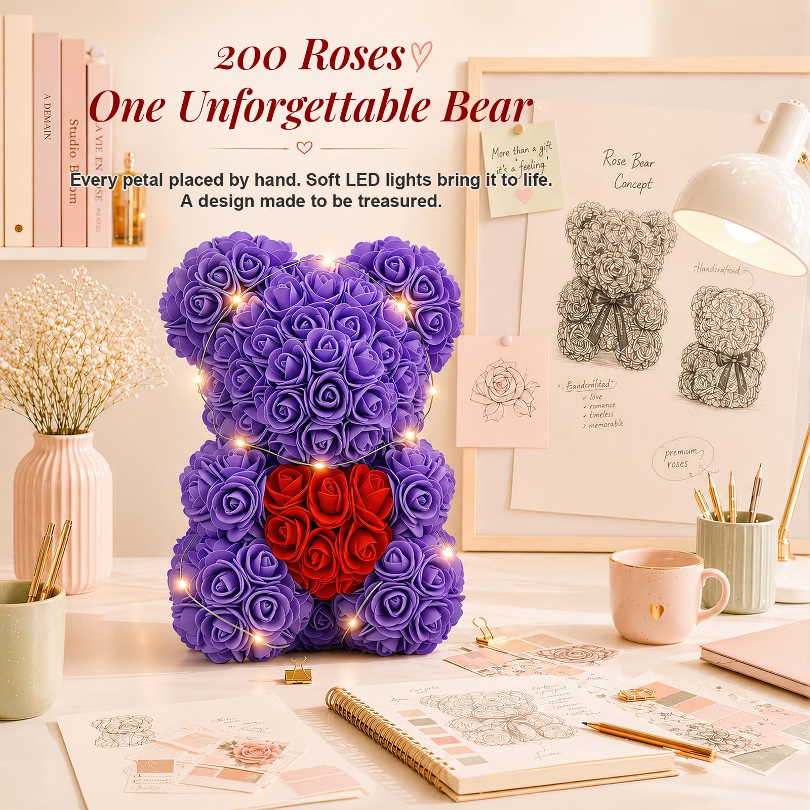 Otlonpe side profile showing bear silhouette and full rose coverage for visual impact