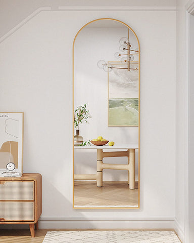 Otlsh mirror size comparison with person showing full-length coverage and practical fit benefit