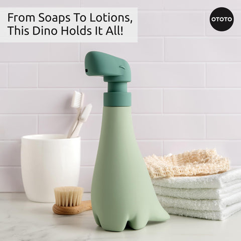 OTOTO Soapasaurous beside bathroom sink encouraging fun handwashing routines