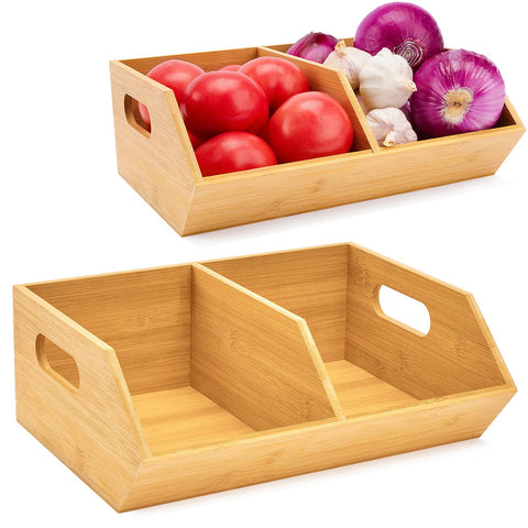 otovioia front view of bamboo storage bins showing neat organization and easy access