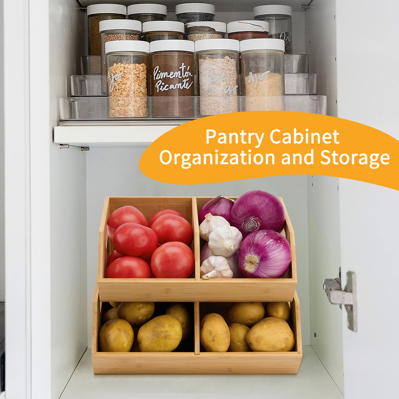 otovioia large bamboo bin holding potatoes for breathable vegetable storage