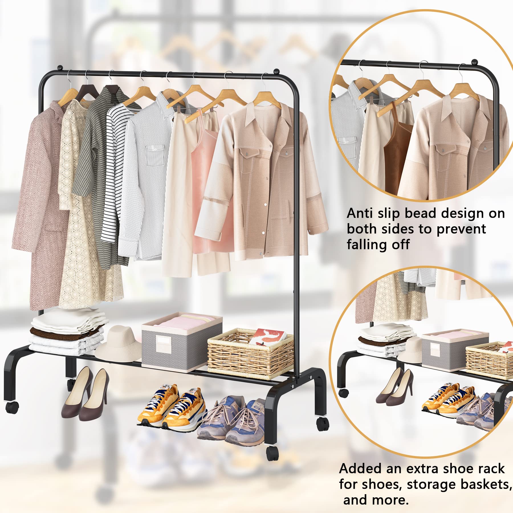 OTROUWORHT top rail end stoppers preventing hangers from sliding off