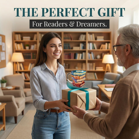 OTTNSA gift-wrapped book mug presentation ideal for holidays and special occasions