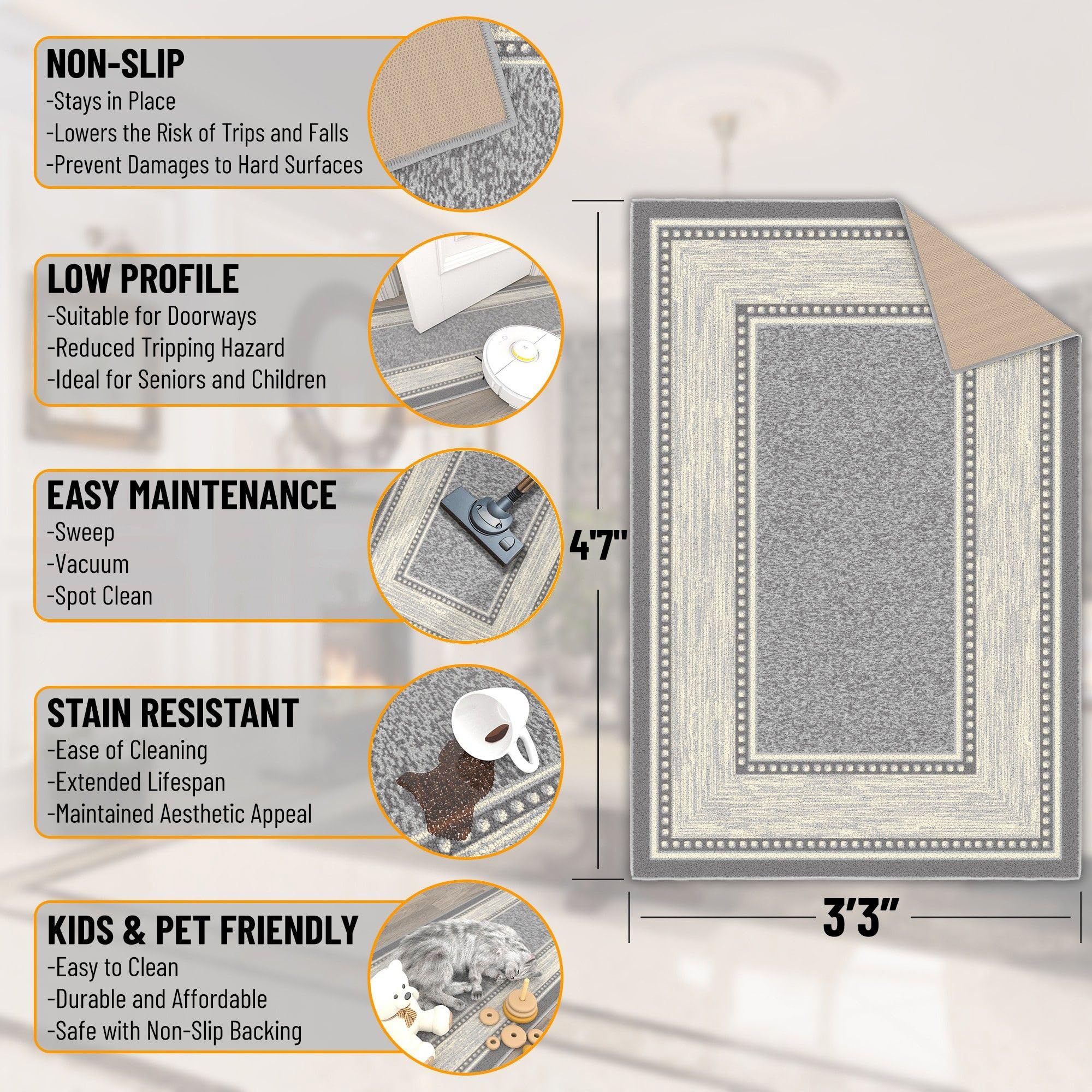 Ottomanson close-up of framed border pattern highlighting classic design benefit