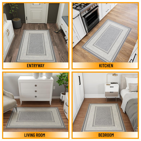 Ottomanson low pile profile edge showing slim height that fits under doors