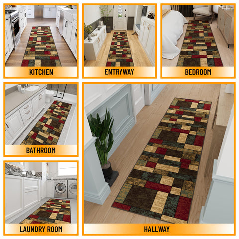 Ottomanson rubber non-slip backing detail demonstrating stability on hard floors