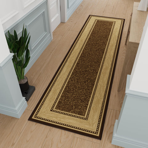 Ottomanson runner front view showing full length and border design for style
