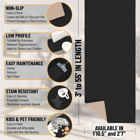 Ottomanson close-up of low-profile pile showing slim 0.2 inch height for door clearance