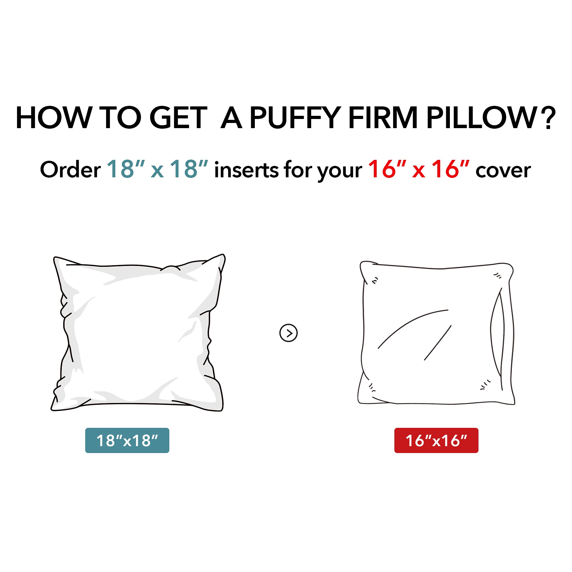 Oubonun pillow insert being placed inside a decorative cover for perfect fit