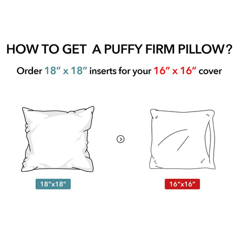 Oubonun pillow insert being placed inside a decorative cover for perfect fit