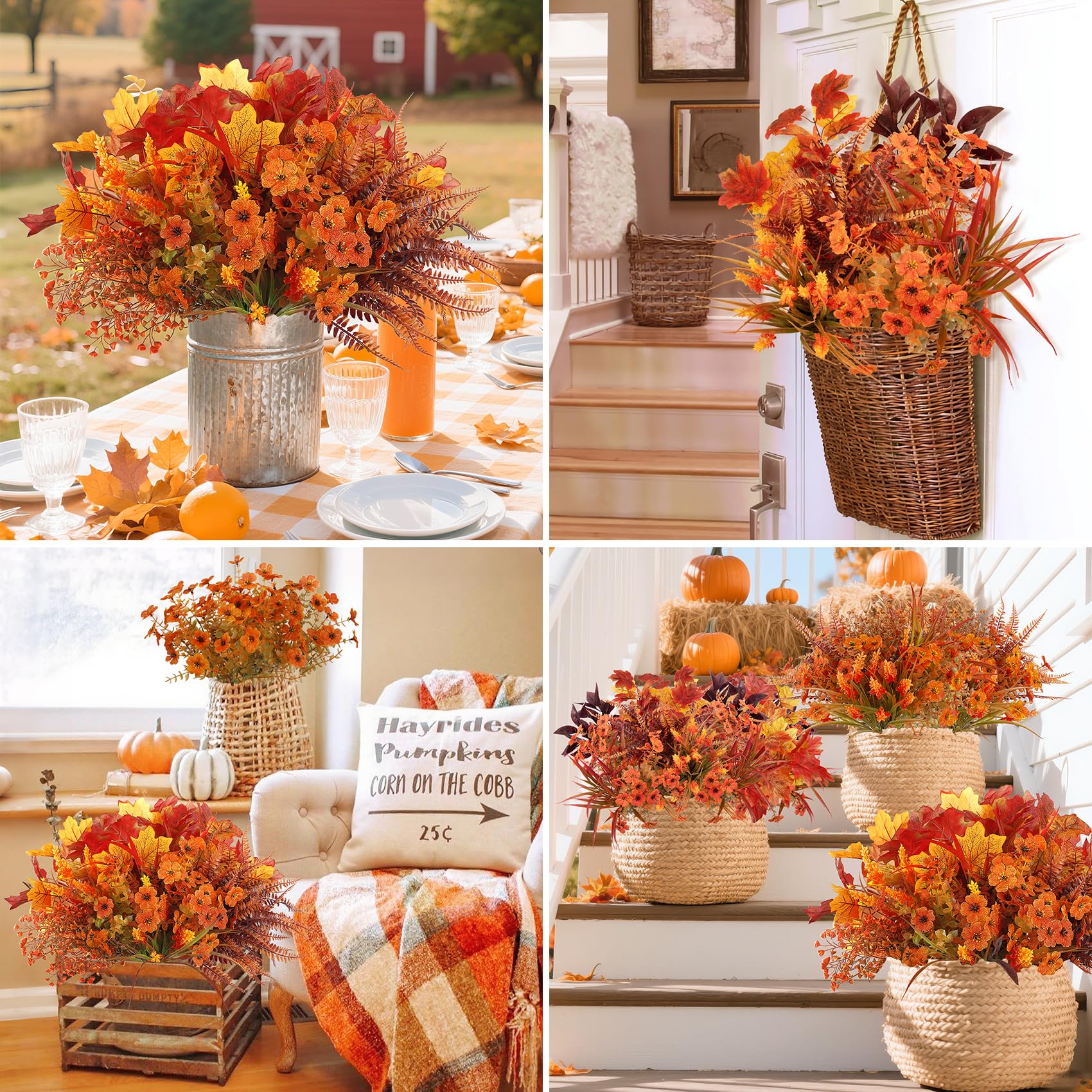 Ouddy Decor arranged in outdoor planter illustrating weather-resistant seasonal color benefit