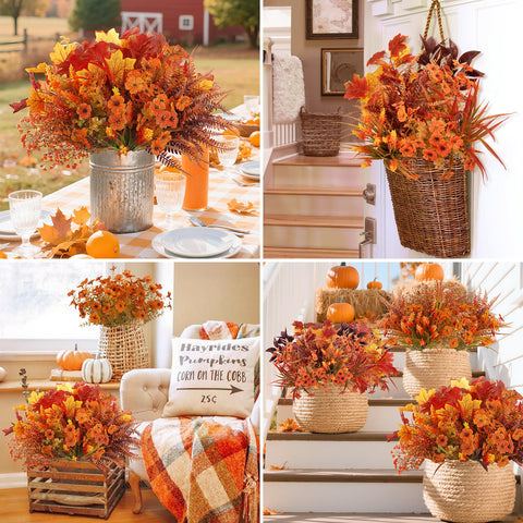 Ouddy Decor arranged in outdoor planter illustrating weather-resistant seasonal color benefit