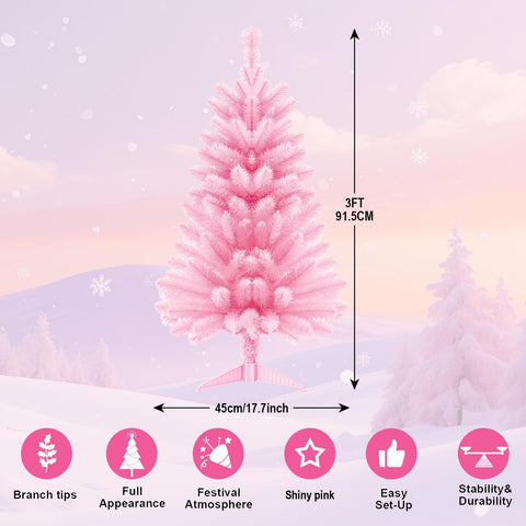 OULONGER decorated pink tree on a dining table adding colorful holiday cheer