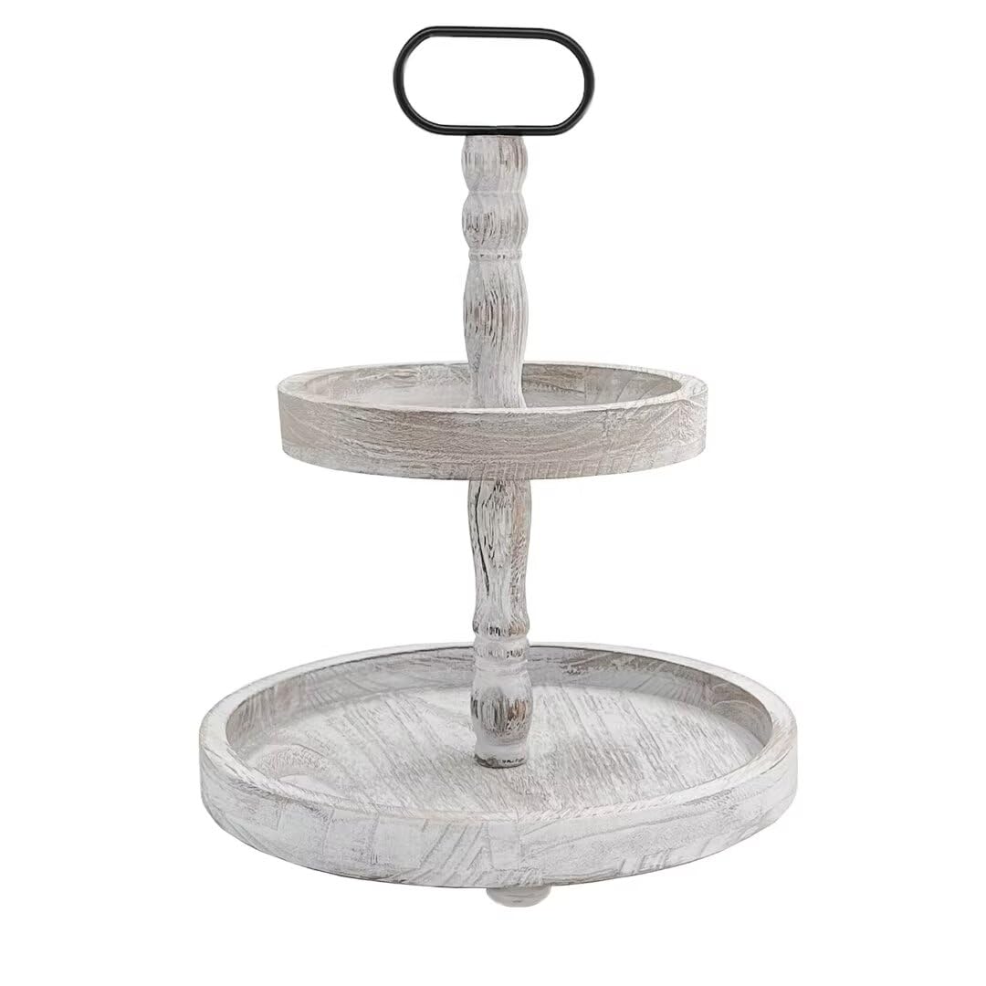 ouosawa two-tier tray front view showing farmhouse style and functional display