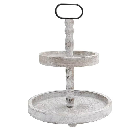ouosawa two-tier tray front view showing farmhouse style and functional display