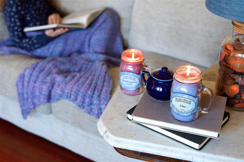 Our Own Candle Company clear label showing scent names and jar detail for easy selection