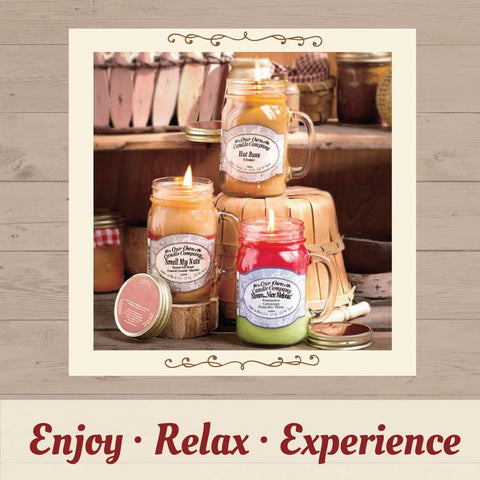 Our Own Candle Company lit Pumpkin Spice jar creating warm ambiance in a room