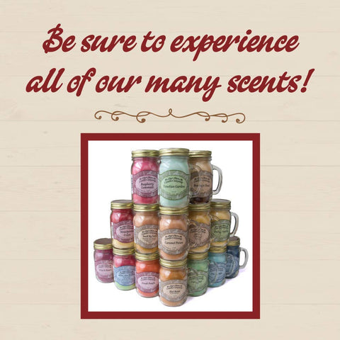 Our Own Candle Company mason jar held in hand to show compact 3.5 oz scale
