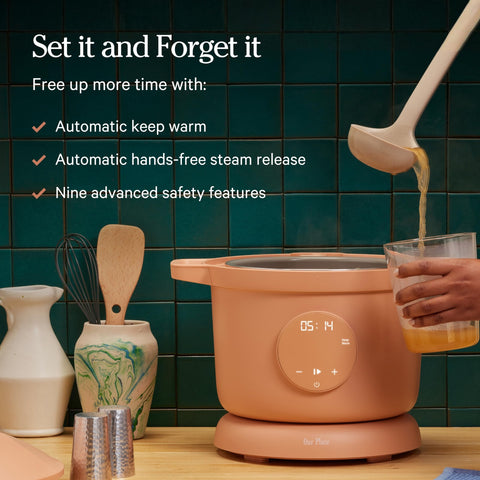 Our Place Dream Cooker cooking a hearty stew to demonstrate one-pot convenience and capacity
