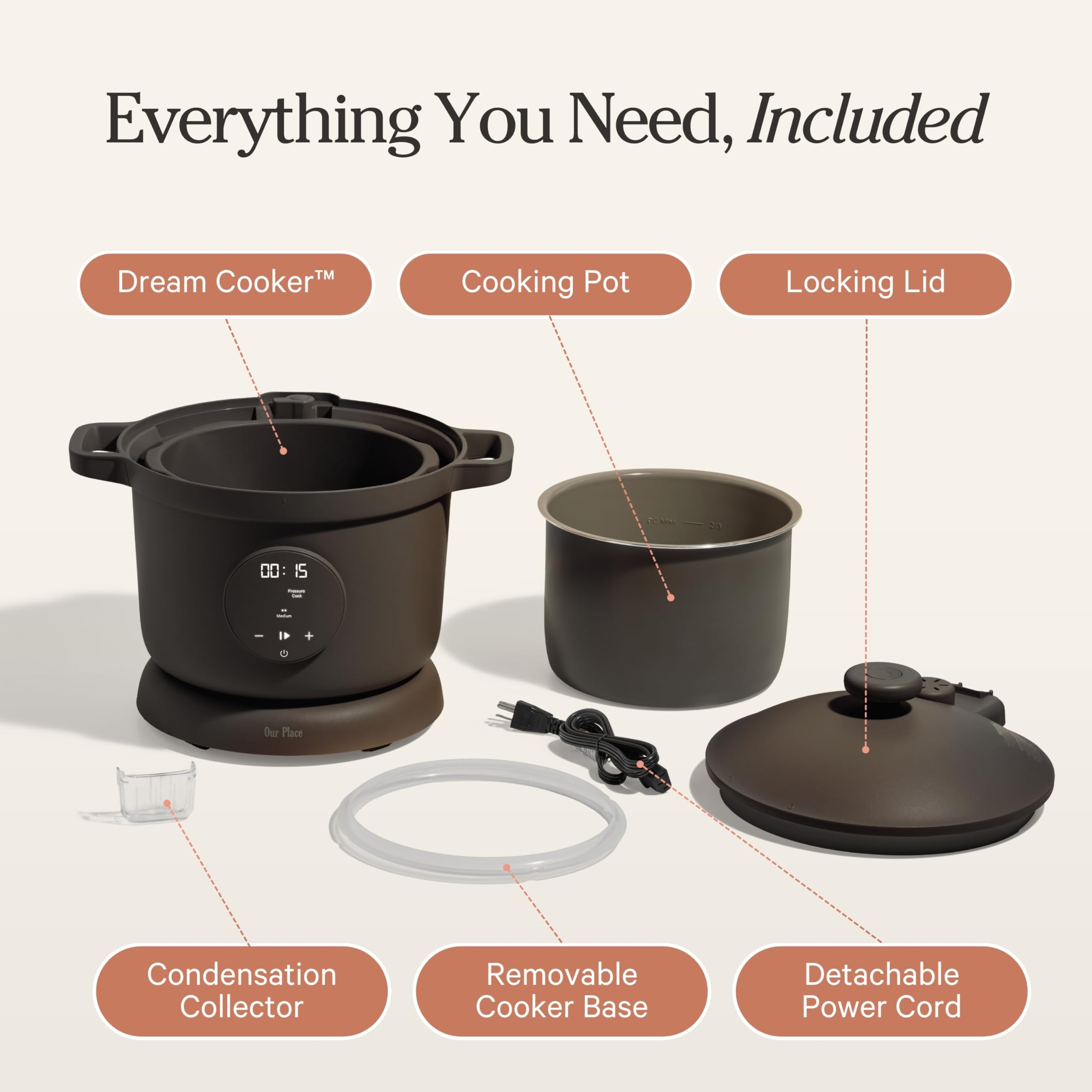 Our Place Dream Cooker staged on kitchen counter showing stylish design and everyday usability