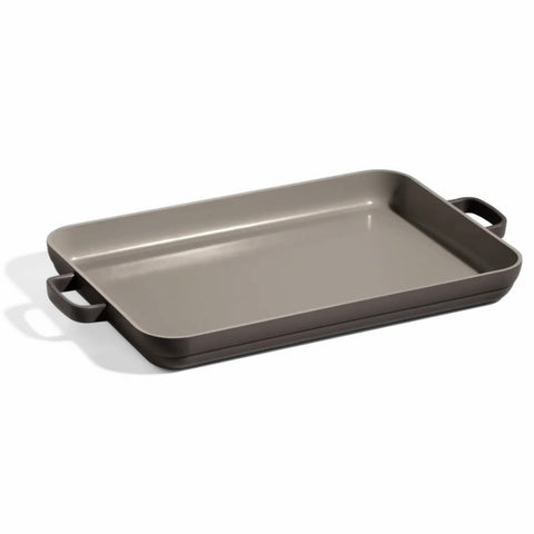 Our Place griddle pan front packaging showing compact, versatile design