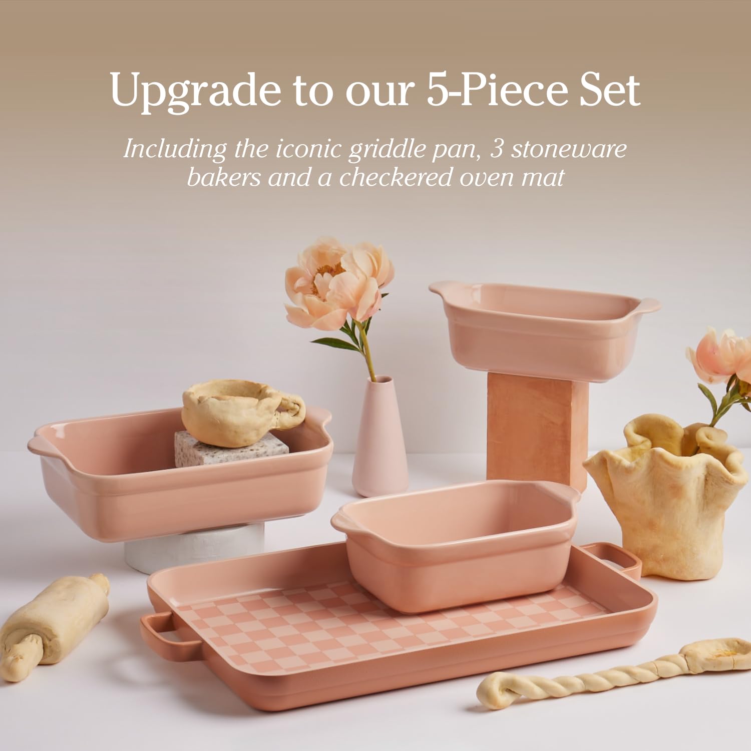 Our Place griddle pan next to utensils showing scale and meal-prep benefit